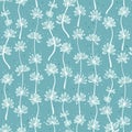 Vector teel light green flower seamless pattern print background. Royalty Free Stock Photo