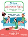 Vector Teenage Girls Birthday Party Ilvitation Card With Three Pretty Friends Celebrating Eating Cake On Couch. Perfect