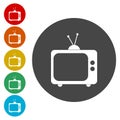 Vector television circle, Old Tv icon