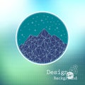 Vector: template abstract night mountain low-poly style