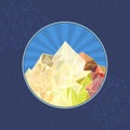Vector: template abstract sun mountain low-poly style Royalty Free Stock Photo
