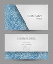Vector template business card. Colorful doodle ornament. Royalty Free Stock Photo