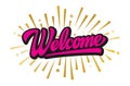 Vector template with calligraphic inscription Welcome. Lettering Royalty Free Stock Photo