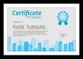 Vector template for certificate wite detial cityscape. Royalty Free Stock Photo