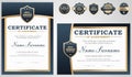 Beautiful vector blue and gold certificate template