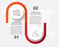 Vector template circle infographics. Business concept with 2 options and parts. Two steps for diagrams, flowchart Royalty Free Stock Photo