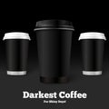 Vector template coffee cups on black background