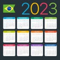 2023 Calendar - vector template graphic illustration - Brazilian version