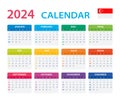 Vector template of color 2024 calendar - Singaporean version