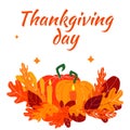 Vector template dedicated to the autumn holiday thankgiving day. Royalty Free Stock Photo