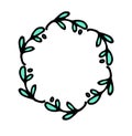 vector template of doodle twigs in light green color with a black outline with an empty space inside in the form of a Royalty Free Stock Photo