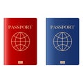Vector template of a foreign passport cover. red and blue. Royalty Free Stock Photo
