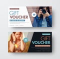 Vector Template of a gift black and white voucher with diagonal