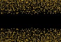 Vector template with gold glitter particles effect for luxury greeting rich card. Sparkling festive confetti. Star dust sparks