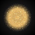 Vector template with golden sparkle glitter. Shining gold circle frame on black background Royalty Free Stock Photo