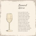 Vector template with hand drawn wine glass.