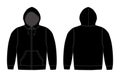 Illustration of hoodie , hooded sweatshirt , front zipper / black