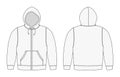 Illustration of hoodie , hooded sweatshirt , front zipper / white