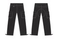 Illustration of men`s cargo pants / black