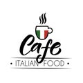 Vector template of italian catering, bar, cafe, bistro restaurant logo. Hand sketched italian logotype lettering Royalty Free Stock Photo