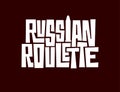 Vector template with lettering RUSSIAN ROULETTE. Hand drawn inscription with one bullet isolated on red background. Play to death