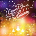 Vector template with lettering We wish You a Merry Christmas. Abstract blur and bokeh colorful background Royalty Free Stock Photo