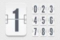 Vector template with light flip scoreboard numbers with shadows for white countdown timer or calendar