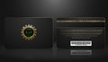 Vector template of membership or loyalty black VIP card with luxury geometric pattern. Front and back design presentation. Premium Royalty Free Stock Photo