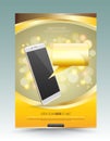 Vector template poster gold color for technology advertising layout.