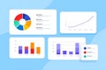 Vector Template for presentation slides with graphs and charts. Royalty Free Stock Photo