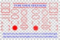 Blank template red and blue alphabet, number, percent, dollar, dot, star, rectangle, lines oval circle rubber stamp effect