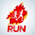 Vector template red colored emotions strips running man design, banner, web. Run club logo template. ,