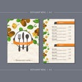 Vector template restaurant menu with kiwi and flower