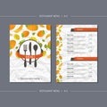 Vector template restaurant menu with persimmon and flower