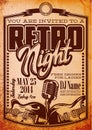 Vector template in retro style for party with guitars and microphone Royalty Free Stock Photo