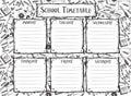 Vector template school timetable. Hand drawn background with school supplies Royalty Free Stock Photo