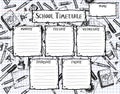 Vector template school timetable. Hand drawn background with school supplies Royalty Free Stock Photo