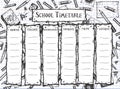 Vector template school timetable. Hand drawn background with school supplies Royalty Free Stock Photo