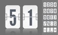 Vector template for time design. Flip scoreboard with numbers symbols and reflections for white countdown timer or watch