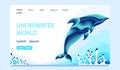 Vector Template Of The Underwater World Website.Web Page And Landing Page Design.