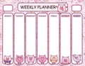 Vector template weekly planner.  Funny piglets  cartoons design Royalty Free Stock Photo
