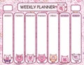 Vector template weekly planner. Funny piglets cartoons design