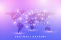 Vector template World map with global technology networking concept. Global network connections. Artificial Intelligence Royalty Free Stock Photo