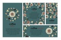 Vector templates of coffee or tea spices for cards, invitations, menus, banners. Graphic hand drawings in sketch style. Anise,
