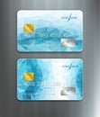 Vector templates credit cards with blue abstract pattern