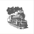 Vector templates with a locomotive, vintage train, logotype, illustration.