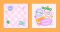 Vector templates with patches and stickers in 90s style Royalty Free Stock Photo