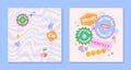 Vector templates with patches and stickers in 90s style Royalty Free Stock Photo