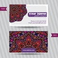 Vector templates set of business card with doodles colorful ornament