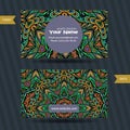 Vector templates set of business card with doodles colorful ornament